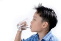 Boy drink water with medicine