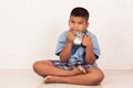 boy drinking milk and concede Royalty Free Stock Photo