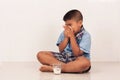 Boy drinking milk and concede Royalty Free Stock Photo