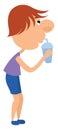 Boy drinking water, illustration, vector Royalty Free Stock Photo