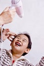 Boy drying hair Royalty Free Stock Photo