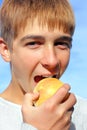 Boy eat apple Royalty Free Stock Photo