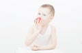 Boy eat apple Royalty Free Stock Photo