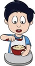 Boy Eat Rice Cartoon Color Illustration Design Royalty Free Stock Photo