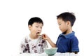 Boy eat rice Royalty Free Stock Photo