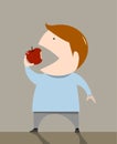 The boy eating apple