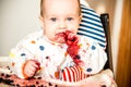 boy eating blueberries Royalty Free Stock Photo