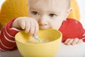 Boy eating breakfast Royalty Free Stock Photo