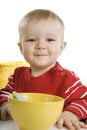 Boy eating breakfast Royalty Free Stock Photo