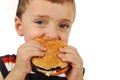 Boy eating burger