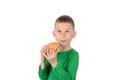 Boy eating burger