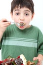 Boy Eating Cheesecake Royalty Free Stock Photo