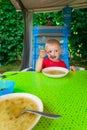 Boy eating.