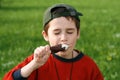 Boy eating ice cream Royalty Free Stock Photo