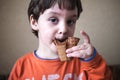 The boy is eating ice cream. Royalty Free Stock Photo