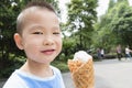 Boy eating icecream Royalty Free Stock Photo