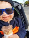 Boy eating icecream cone Royalty Free Stock Photo