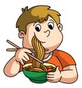Boy Eating Noodle