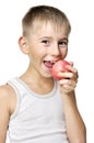 Boy eating red apple Royalty Free Stock Photo