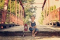 Boy eating sandwich taking break from fishing