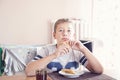 Boy eating sandwich Royalty Free Stock Photo