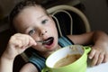 Boy eating soup Royalty Free Stock Photo