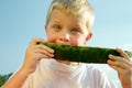 Boy eating watermelon Royalty Free Stock Photo