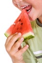 Boy eating watermelon slice Royalty Free Stock Photo
