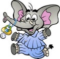 Boy Elephant in Pajamas holding a Pacifier