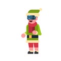 Boy elf santa claus helper wear virtual reality digital glasses merry christmas holiday happy new year concept male Royalty Free Stock Photo