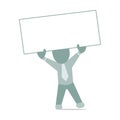 Boy with empty card.Man holding banner illustration