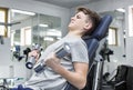 Boy engaged in the gym hall Royalty Free Stock Photo