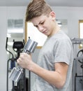 Boy engaged in the gym hall Royalty Free Stock Photo