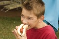 Boy Enjoying Hot Dog Royalty Free Stock Photo