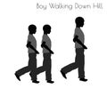 Boy in Everyday Walking Down Hill pose on white background Royalty Free Stock Photo