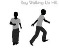 Boy in Everyday Walking Up Hilll pose on white background Royalty Free Stock Photo