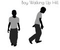 Boy in Everyday Walking Up Hilll pose on white background Royalty Free Stock Photo