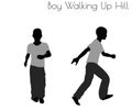 Boy in Everyday Walking Up Hilll pose on white background Royalty Free Stock Photo