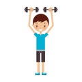 Boy exercising with dumbells