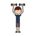 Boy exercising with dumbells