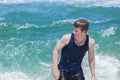 Boy Exits Ocean Beach