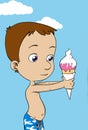 Boy looks at an ice cream cone