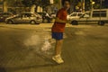 Boy exploding firecrackers, Barcelona Royalty Free Stock Photo