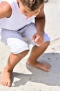 Boy exploring beach