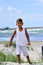 Boy exploring beach