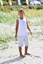 Boy exploring beach