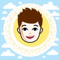 Boy face, human head. Vector character, happy red-haired teenage Royalty Free Stock Photo