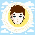 Boy face, human head. Vector character, happy red-haired teenage Royalty Free Stock Photo