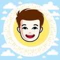 Boy face, human head. Vector character, happy red-haired teenage Royalty Free Stock Photo