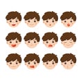 Boy facial emotions. Boy face with different expressions.